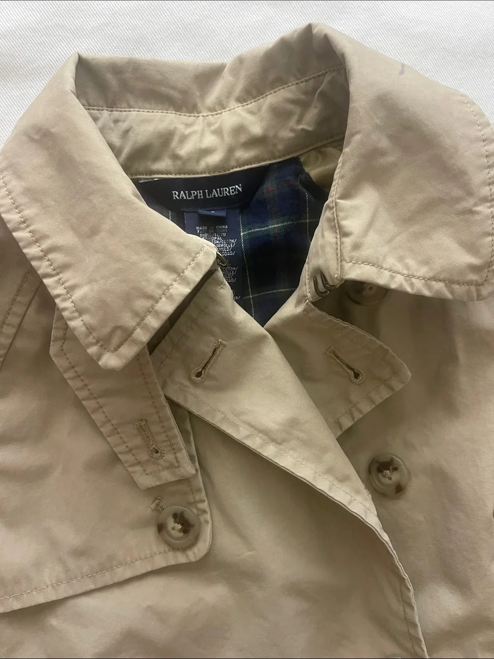Ralph Lauren Girls Size 8 Beige Double-Breasted Trench Coat with Belt